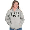 thumbnail image 3 of Jesus Loves Me Religious Christian Womens Plus Size Graphic Zipper Hoodie Brisco Brands 4X, 3 of 5