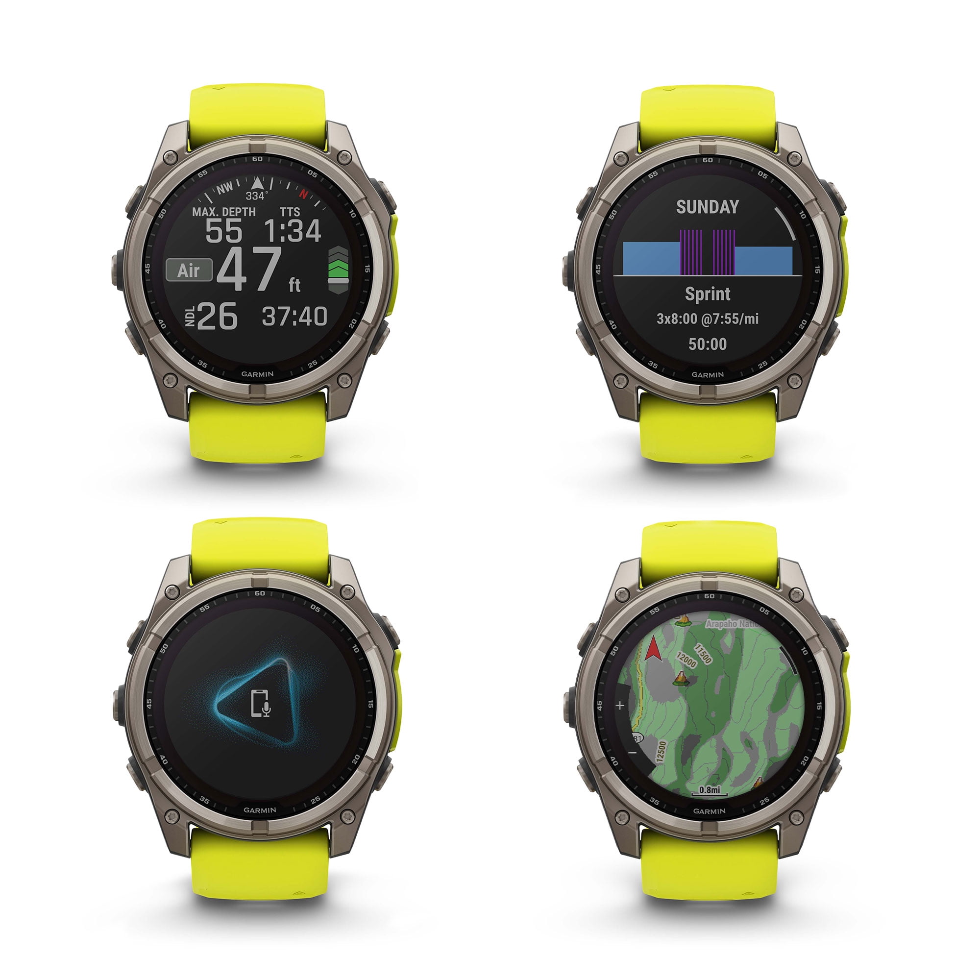 Garmin Fenix 8 51MM Solar Sapphire Multisport GPS Smartwatch Titanium with Amp Yellow Silicone Band, 48 Days Battery Life, Built-in LED flashlight, Health & Fitness Smart Watch Bundle for Men & Women