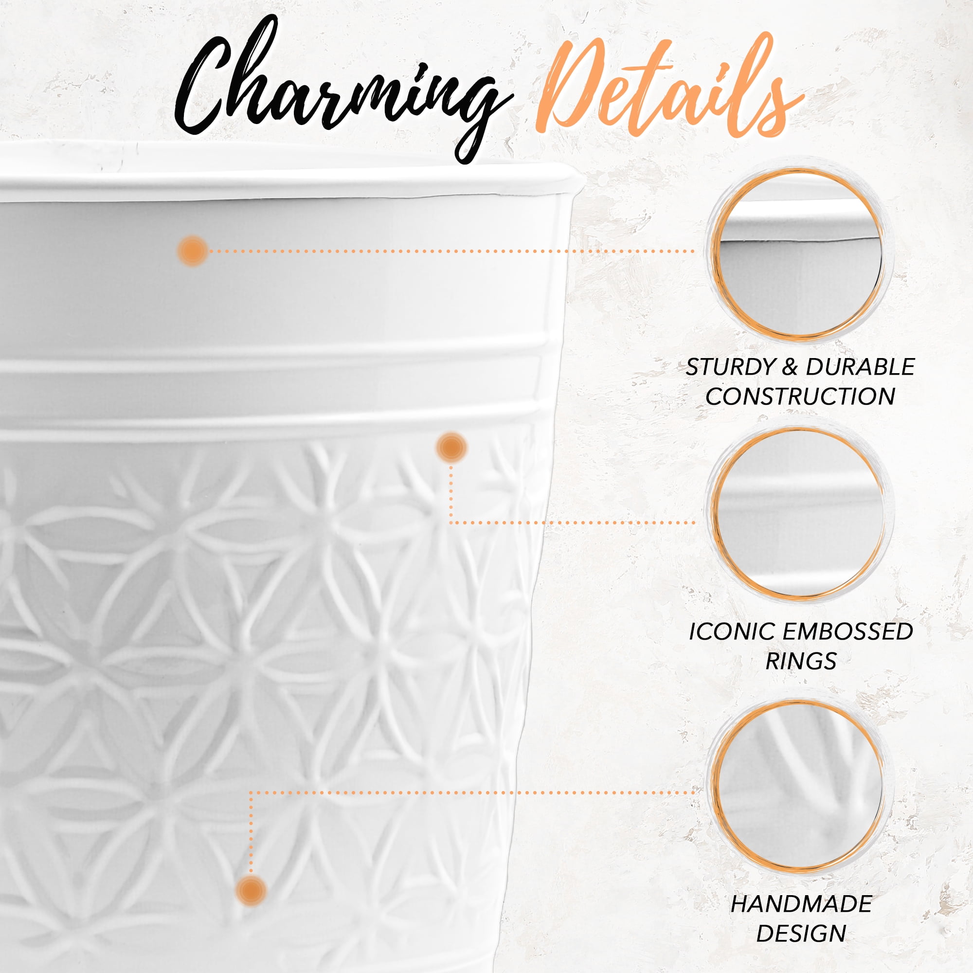 Autumn Alley White Bathroom Trash Can, Round Open-Top Bathroom Trash Can White Stylish and Durable Wastebasket for Home or Office Pretty Decorative Waste Basket Decor, Durable, White