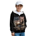 thumbnail image 2 of Xixirimido Wild Elk American Flag Printed Boys Girls Hoodies Teens Hooded Sweatshirt with Pocket Kids Long Sleeve Fashion Pullover Graphic Design Jacket for Fall Winter for 6-8 Years, 2 of 7