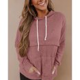 thumbnail image 3 of Blusa informal para mujer, sudaderas con capucha con cordón, manga larga, bolsillo, Top informal para mujer a la moda, rojo pardusco XXL, 3 of 6