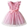 thumbnail image 1 of XDZJLR Robes pour Filles Manches Volantes Imprimés Nœud en Maille, 1 of 5