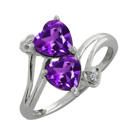 1.49 Ct Genuine Heart Shape Purple Amethyst Gemstone 18k White Gold ...
