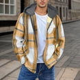 thumbnail image 2 of Men's Plaid Shirt Dqueduo Men's Flannel Plaid Hooded Long Sleeve Button Front Casual Shirt Jacket, Multiple Styles Yellow M, 2 of 6
