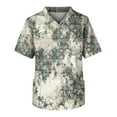 thumbnail image 1 of LINMOUA Plus Size Halloween Printed Scrub Working Uniform Tops For Men's Cross V-Neck Short Sleeve Fun T-Shirts Workwear Tee With Pockets, 1 of 3