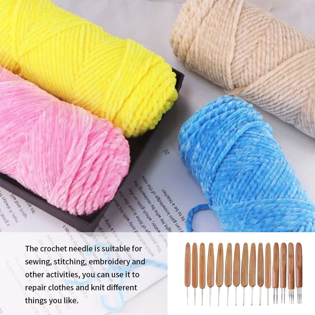 10pcs 0.5mm-2.75mm Bamboo Knitting Needles Set Small Lace Hooks DIY Crochet  Yarn