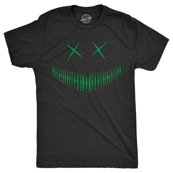 T-shirt à Fermeture Éclair pour Hommes Zach Citrouille Drôle Halloween Jack-O'-Lantern Sourire Glacial Tee pour Gars (Heather Black - Zach) - TG