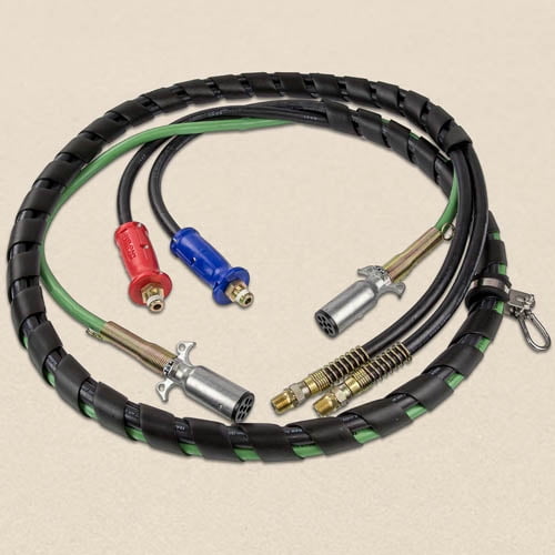 12' 3IN1 WRAP 7 WAY ELECTRICAL TRAILER CORD CABLE ABS & AIR LINE