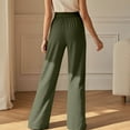 thumbnail image 4 of Fiaer,Women Loose Fit Dressy Pants for Work,Women's Buttons Plus Size Trousers with Pockets,Ladies Trendy Straight Legging Slacks Green XL, 4 of 5
