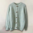 thumbnail image 2 of Womens Cardigan Sweaters Lightweight Button Down Long Sleeve Knit Sweater Color: Green Size: One Size, 2 of 3