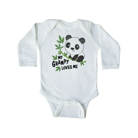 

Inktastic My Grampy Loves Me- cute panda Gift Baby Boy or Baby Girl Long Sleeve Bodysuit