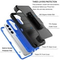 thumbnail image 5 of Ebizware for Samsung Galaxy S24 Phone Case, Case with [Built-in Screen Protector] Holster Belt Clip Military Grade Heavy Duty Shockproof Kickstand Cover for Galaxy S24 - Black/Blue, 5 of 11