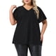 thumbnail image 1 of Blusas de mujer de tallas grandes Agnes Orinda, camiseta de manga corta con escote en V metálico, tops de fiesta 3X en negro, 1 of 6
