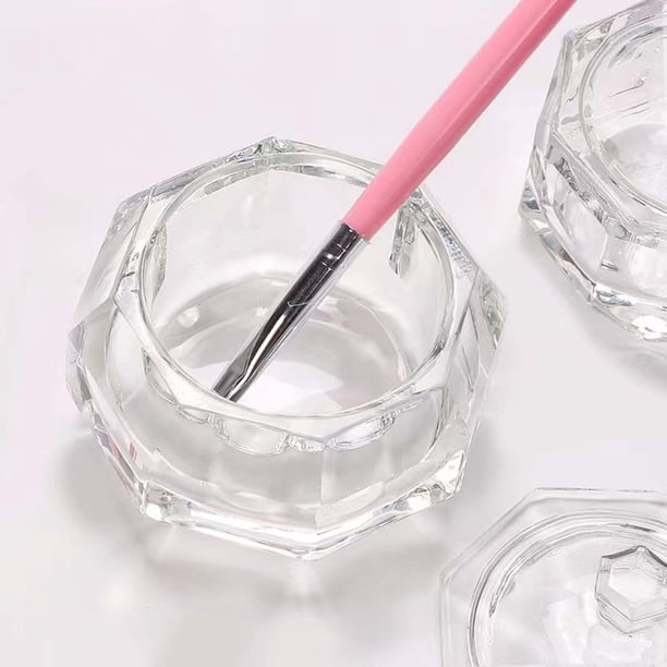 Vaso de cristal transparente Macarena Plato Dappen para decoración de uñas