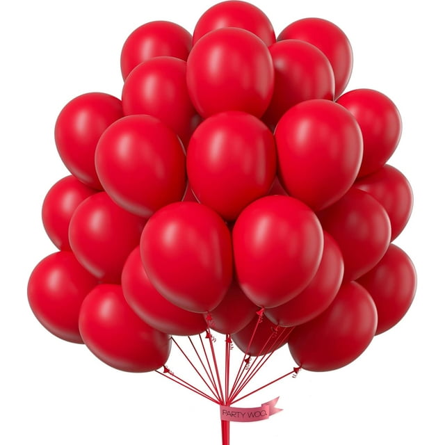 PartyWoo Ballons Rouges 50 Pcs Ballons en Latex Hélium Rouges Mats de 12 Pouces pour Remise des Diplômes Mariage Fête de l'Indépendance Saint-Valentin Jour du Souvenir Noël Fiançailles Anniversaire Décorations Red-Y57