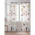 thumbnail image 2 of Coffee Sheer Curtains 2 Panels Set Cartoon Modern Hand Painted Lihgt Filtering Rod Pocket Voile Drape, Semi Sheer Window Curtains for Bedroom Living Room, 52"x108", 2 of 5