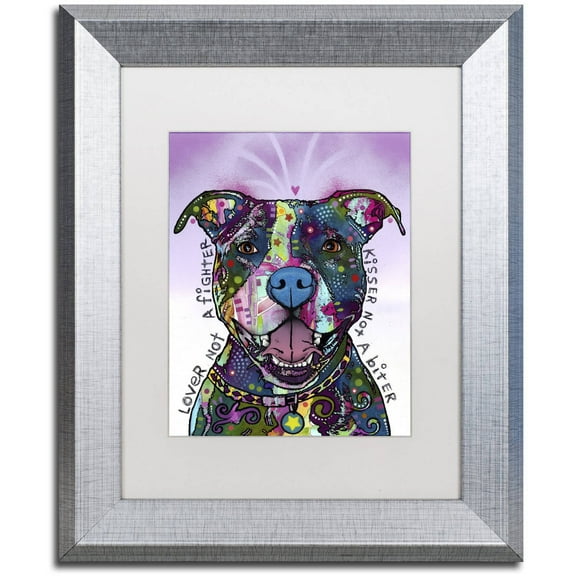 Trademark Fine Art "Love Not a Fighter" Canvas Art by Dean Russo, White Matte, Silver Frame