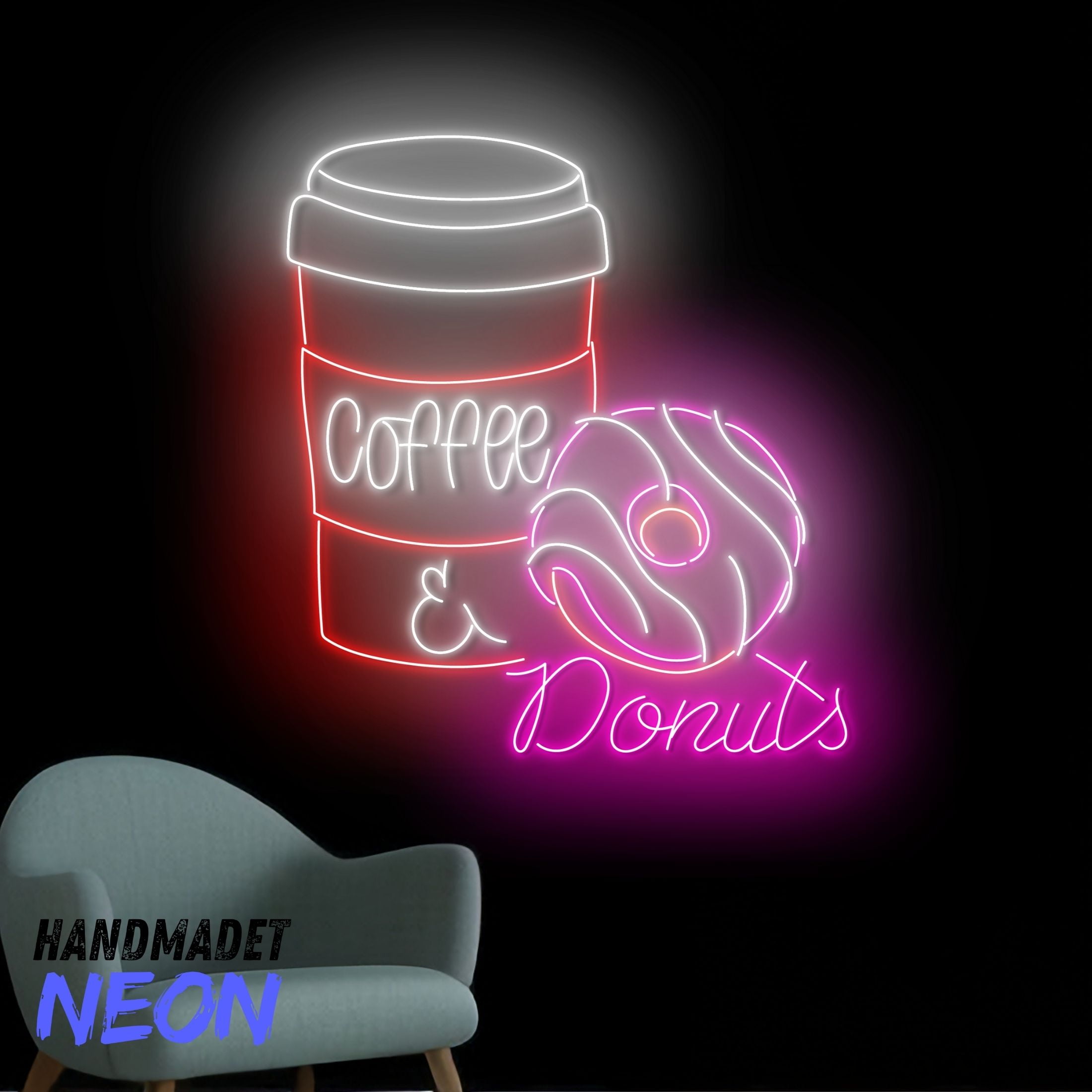 Handmadetneonsign Coffee & Donuts Neon Sign, Donut Coffee Led Sign, Open Donut Store Wall Decor, Coffee Shop Wall Art 79376