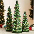 thumbnail image 2 of Retro Hand-Painted Tabletop Christmas Trees with Timer, Ceramic Christmas Trees That Light Up, LED Tabletop Christmas Decorations for Home, Shelf, Mantel or Office(8 in,Multicolor), 2 of 10