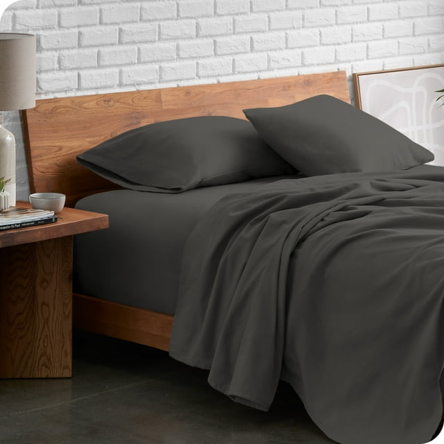 Bare Home Flannel Sheet Set - 100% Cotton - Deep Pocket - King, Gray, 4-Pieces