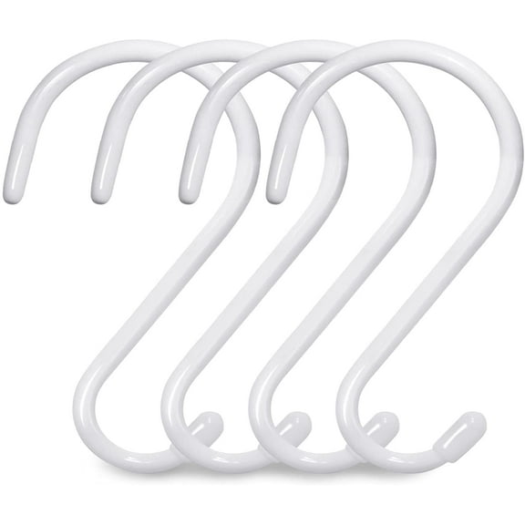 Large Vinyl Coated S Hooks 6 Inch Utility S Hooks Heavy Duty for Hanging Plants and Kitchenware Spoons Pans pots Utensils Clothes Gardening and Patio Stuff Indoor and Outdoor Use.(4 Pack White)