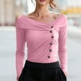thumbnail image 6 of Women Off Shoulder Tops Long Sleeve Cross Wrap Asymmetrical Blouses Tunics Top Casual Button Down Blouse Sexy Base Layer Shirts Trendy Dressy 2026 Blouse, 6 of 7