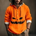 thumbnail image 2 of Chemise Décontractée Imprimée Halloween pour Hommes Col Rond Boutonnée Design Taches de Sang Manches Longues Grande Taille Haut Confortable Élégant, 2 of 5