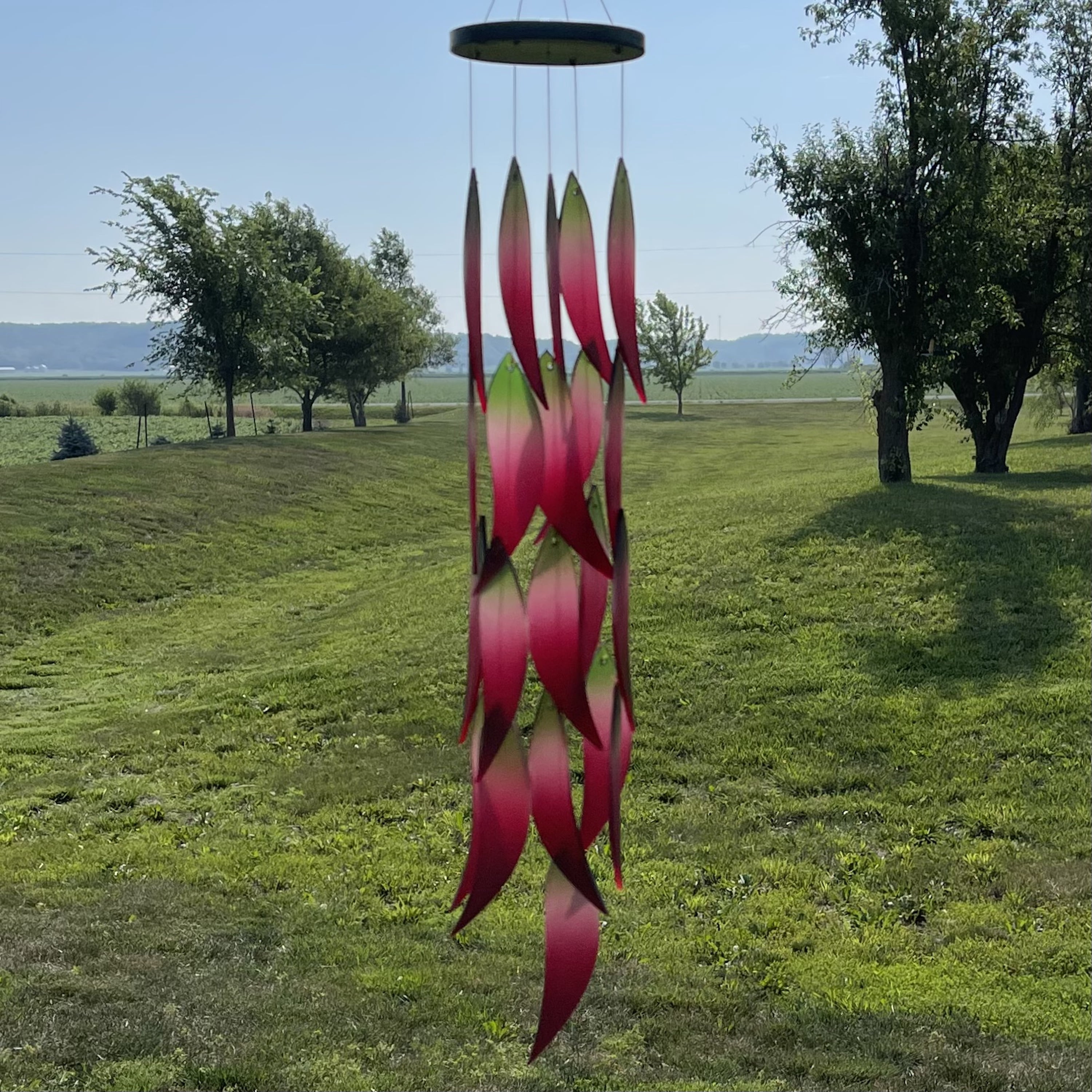 Blue Handworks Wind Chimes Hot Chiles Sandblasted Glass Wind Chime for Outdoor