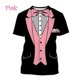 thumbnail image 3 of Ropa divertida para hombre, esmoquin con personalidad, traje de corbata retro, camisetas gráficas, traje falso de moda, camisetas casuales de manga corta para fiesta para hombre, 3 of 5