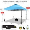 thumbnail image 4 of CROWN SHADES 10x10 Pop Up Canopy Patented Center Lock One Push Instant Outdoor Canopy Tent Sky Blue, 4 of 8