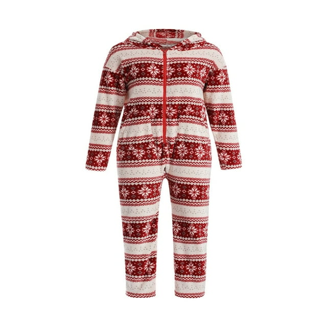 MesaSe Matching Family Jumpsuits Onesies Hooded Zip-Front Romper Pjs Snowflake Printed Pajamas