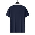 thumbnail image 5 of ohmzyzo Mens Polo Shirts Quarter Zip Short Sleeve Shirts Casual Classic Lightweight Golf Collared Shirt with Pocket Navy Blue 3XL, 5 of 8
