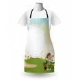 thumbnail image 3 of Golf Apron, Little Boy Hitting a Ball on Green Course Sport Joyful Cartoon, Unisex Kitchen Bib with Adjustable Neck for Cooking Gardening, Adult Size, Multicolor, by Ambesonne, 3 of 4