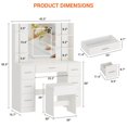 thumbnail image 2 of BeesClover Vanity Desk with Lights, Large Makeup Vanity with Mirror and Chair, Power Outlet, Hair Dryer Rack, 7 Drawers, 3 Lighting Modes Brightness Adjustable Dressing Table for Bedroom, 2 of 7