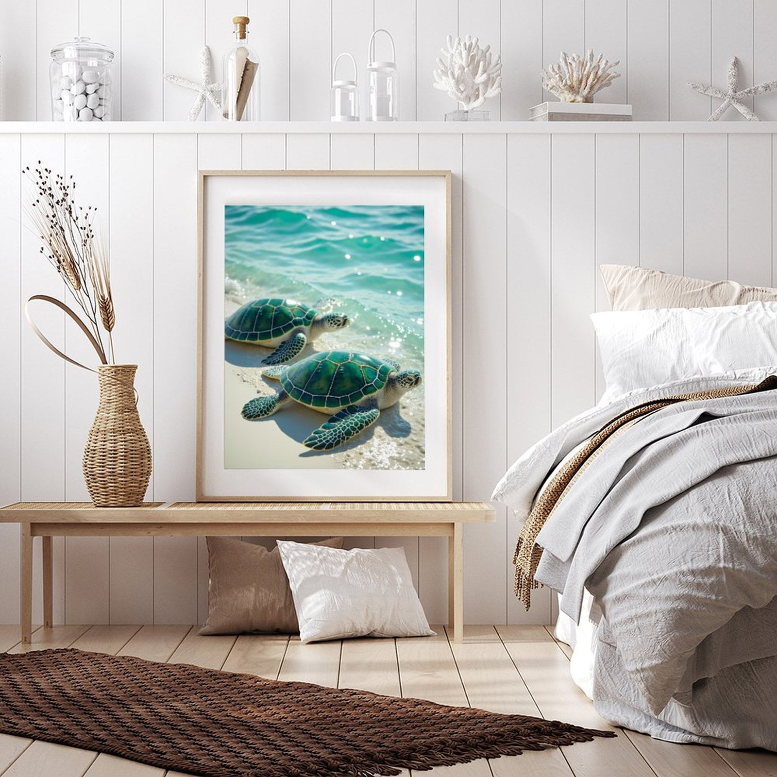 Diamond Art Kits for Adults - 5d Sea Turtles Beach Waves Diamond Painting for Adults, Diamond Art for Adults Beginners, Frameless Diamond Painting Kits for Adults for Home Wall Decor