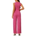 thumbnail image 3 of INSPIRE CHIC Women's 2 Pieces Outfits Ribbed Knit Sleeveless Top Wide Leg Pants Crew Neck Set S Hot Pink, 3 of 5