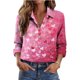 thumbnail image 2 of TaTaai Ladies Satin Blouse Long Sleeve Valentines Day Print Button Down Lapel Collar Silky Shirt Loose Fit Romantic Top Gift, 2 of 7