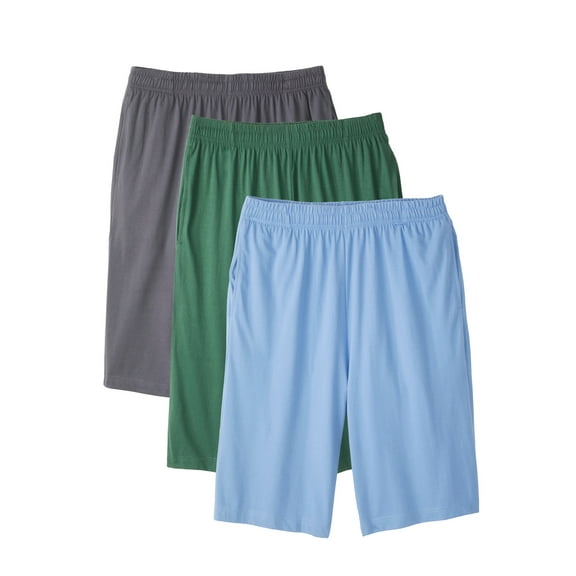 KingSize Men's Big & Tall Lightweight Longer Length Jersey Shorts 3-Pack