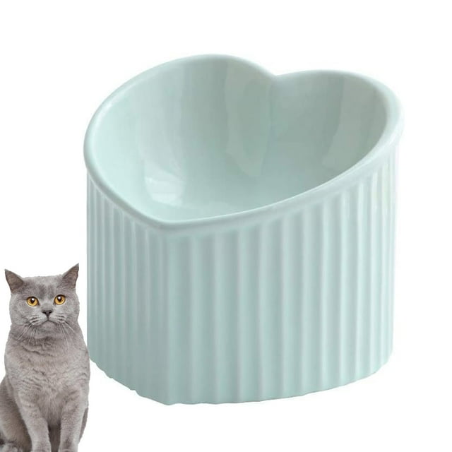 Ceramic Raised Cat Bowls, Tilted Elevated Food or Water Bowls, Stress Free, Backflow Prevention