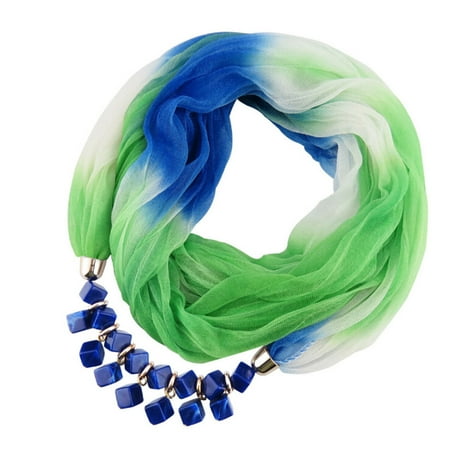 

Scarf scarfs for women silk scarf Women Pendant Scarf With Chiffon Rhinestone Jewelry Scarves Gradual coloured Fragarn