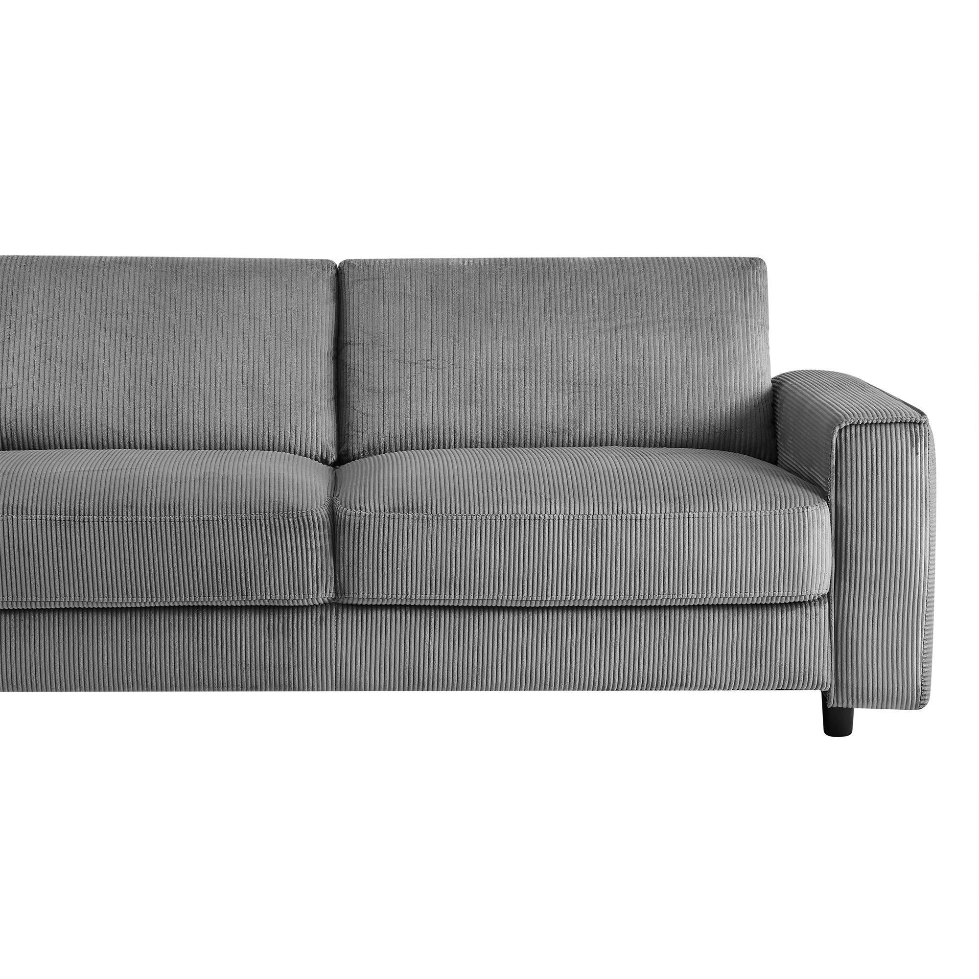 Modern Contemporary Upholstered Corduroy Plush Tufted Sofa, Grey