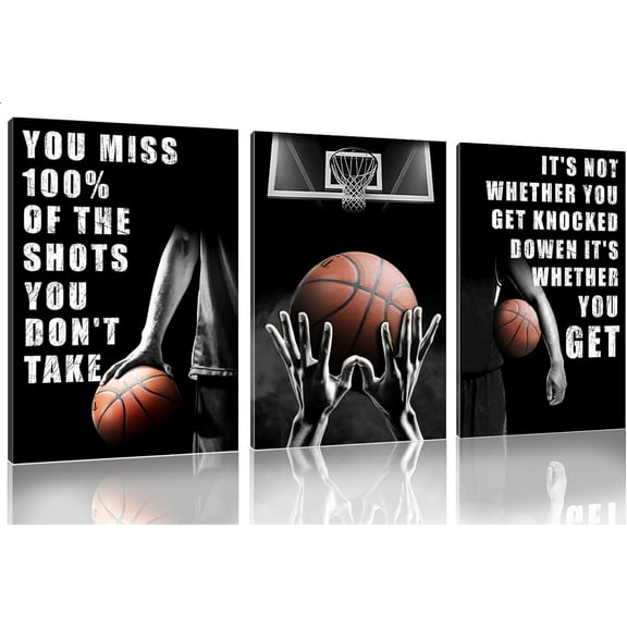 Basketball Canvas Wall Art ,Inspirational Basketball Wall Decor,Basketball Room Decor for Boys, Basketball Poster Canvas Print for Living Room, Bedroom,Room, Office 12x18 inch Unframed