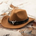thumbnail image 2 of Cowboy Hats for Men Classic Outdoor Fedora Hats Brown Cowboy Hats Denim Cowboy Hats for Women M, 2 of 4