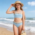 thumbnail image 5 of mgoYE Swimsuit Girls 10-12 Girl's Swimsuits 3 Piece Seashell Spaghetti Strap Textured Bathing Suit with Cover Up(Sky Blue,10-11 Years), 5 of 8