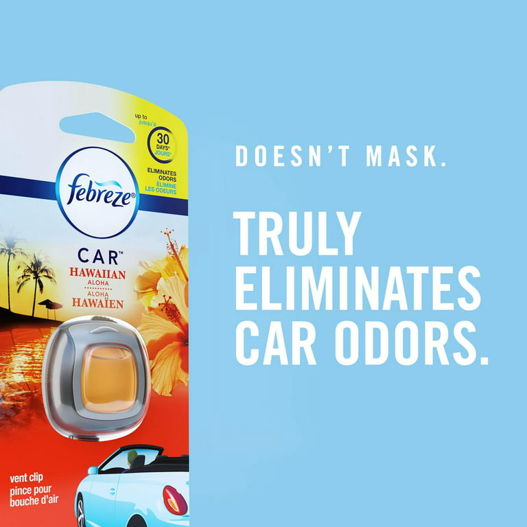Febreze AUTO Odor Eliminating Car Freshener Vent Clip Tropical Beach, 0.06  oz, Pack of 2