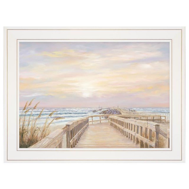 Ponce Inlet Jetty Sunrise by Georgia Janisse Printed Art Wood Multi-Color