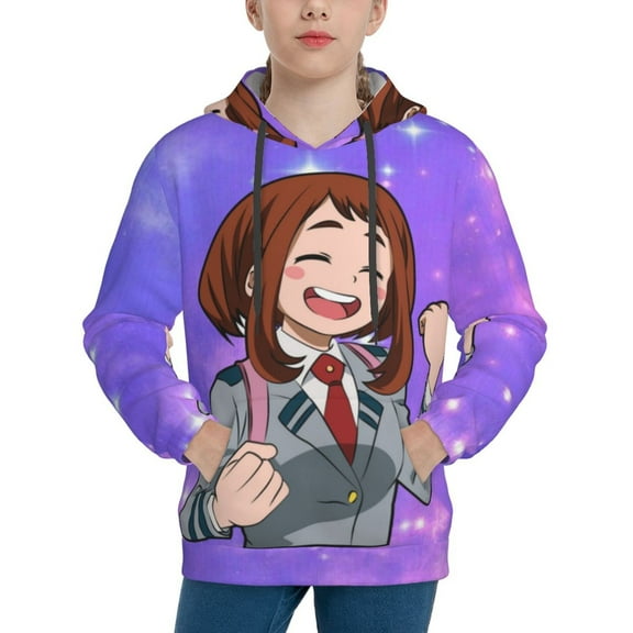My Hero Academia Ochako Uraraka Kids' Hoodie 3d Print Sweatshirt Soft Pullover Hooded With Big Pockets For Boys Or Girls Small