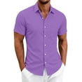 thumbnail image 4 of Miqool Men's Button Up Shirt Short Sleeve Casual Business Dress Top with Chest Pocket Turn Down Collar Lightweight Summer Work Blouse, 4 of 8