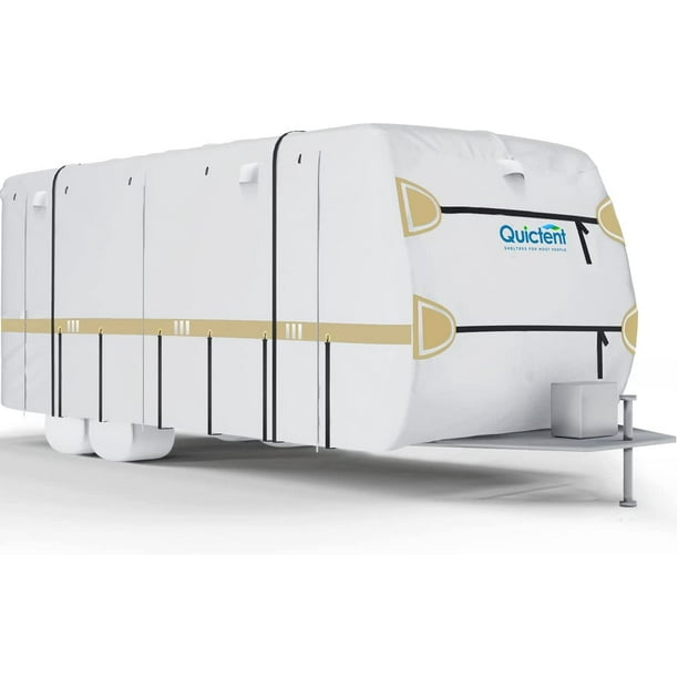 Quictent 210D Oxford Cloth Travel Trailer RV Cover, Silver Coating Rip
