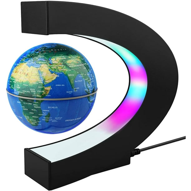 Magnetic Levitation Floating World Map Globe with C Shape Base, 3